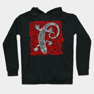 Gecko Lizard Ink Tattoo Red and White Hoodie